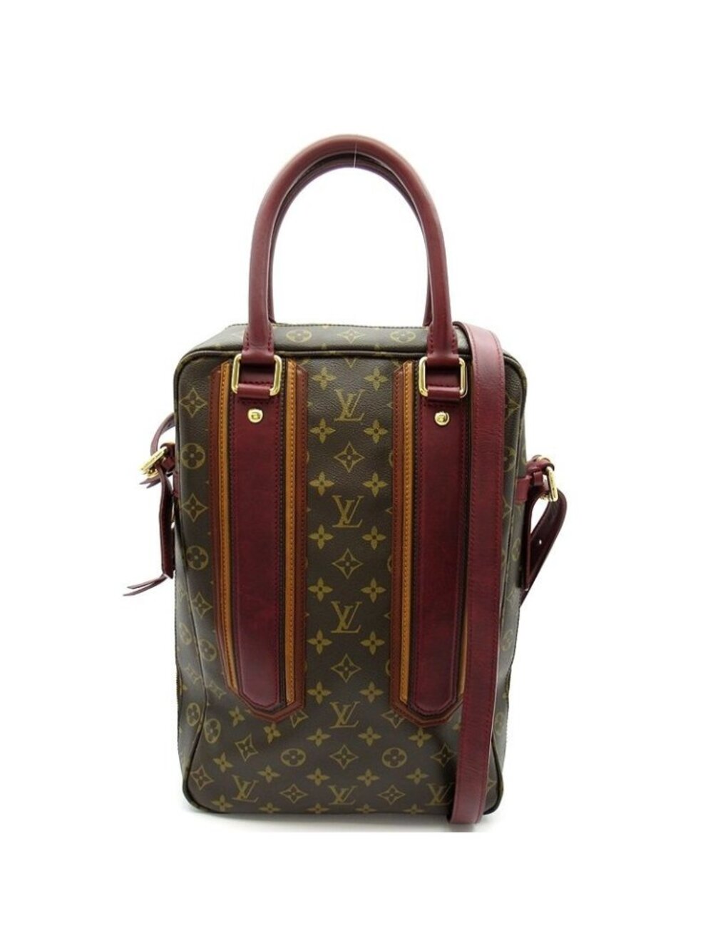 Louis Vuitton Porte Documents Vertical Monogram Leather Handbag Brown